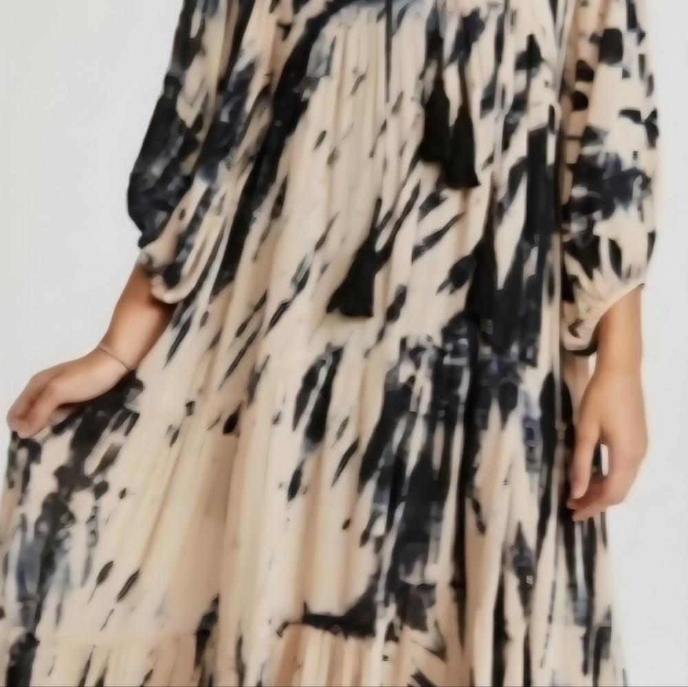 Young Fabulous & Broke Dawn Boho Tie Dye Safari Blue Maxi Dress RARE FIND LARGE - Picture 8 of 9